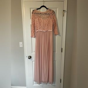 David’s Bridal Pink Lace Bridesmaid Dress
